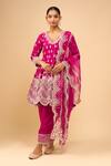Buy_Sheetal Batra_Pink Sequins, Embroidery V-neck Short Anarkali Salwar Set _Online_at_Aza_Fashions