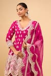 Shop_Sheetal Batra_Pink Sequins, Embroidery V-neck Short Anarkali Salwar Set 