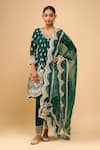 Sheetal Batra_Emerald Green Embroidery, Sequins V-neck Anarkali Salwar Set _at_Aza_Fashions