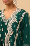 Shop_Sheetal Batra_Emerald Green Embroidery, Sequins V-neck Anarkali Salwar Set 