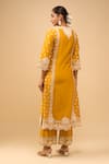 Shop_Sheetal Batra_Yellow Embroidery Round Neck Mustard Kurta With Palazzo Set _at_Aza_Fashions