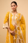 Buy_Sheetal Batra_Yellow Embroidery Round Neck Mustard Kurta With Palazzo Set _Online_at_Aza_Fashions