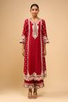 Buy_Sheetal Batra_Red Embroidery Round Neck Kurta With Palazzo Set _Online_at_Aza_Fashions