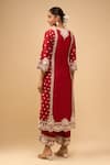 Shop_Sheetal Batra_Red Embroidery Round Neck Kurta With Palazzo Set _at_Aza_Fashions