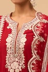 Shop_Sheetal Batra_Red Embroidery Round Neck Kurta With Palazzo Set 