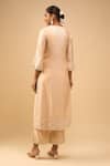 Shop_Sheetal Batra_Beige Embroidery Round Neck Kurta With Palazzo Set _at_Aza_Fashions