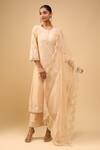 Buy_Sheetal Batra_Beige Embroidery Round Neck Kurta With Palazzo Set 