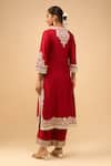 Shop_Sheetal Batra_Red Embroidery Round Neck Choga With Salwar _at_Aza_Fashions