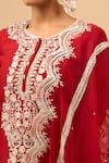 Sheetal Batra_Red Embroidery Round Neck Choga With Salwar _at_Aza_Fashions