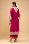 Shop_Sheetal Batra_Pink Embroidery Round Neck Hot Choga With Salwar _at_Aza_Fashions