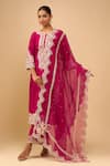 Shop_Sheetal Batra_Pink Embroidery Round Neck Hot Choga With Salwar 