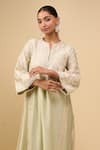 Sheetal Batra_Green Embroidery Round Neck Mint Choga With Salwar _at_Aza_Fashions