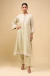 Buy_Sheetal Batra_Green Embroidery Round Neck Mint Choga With Salwar 