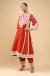 Buy_Sheetal Batra_Orange Embroidery Round Neck Burnt Choga With Salwar _Online_at_Aza_Fashions