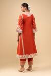 Shop_Sheetal Batra_Orange Embroidery Round Neck Burnt Choga With Salwar _at_Aza_Fashions