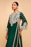 Sheetal Batra_Emerald Green Embroidery Round Neck Choga With Salwar _at_Aza_Fashions