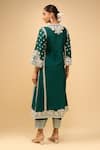 Shop_Sheetal Batra_Emerald Green Embroidery Round Neck Choga With Salwar _at_Aza_Fashions
