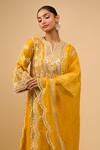 Sheetal Batra_Yellow Embroidery Round Neck Mustard Choga With Salwar Set _Online_at_Aza_Fashions