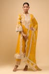 Sheetal Batra_Yellow Embroidery Round Neck Mustard Choga With Salwar Set _at_Aza_Fashions