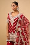 Shop_Sheetal Batra_Red Embroidery V-neck Kurta With Sharara Set _Online_at_Aza_Fashions