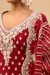 Buy_Sheetal Batra_Red Embroidery V-neck Kurta With Sharara Set 