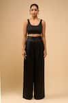 Buy_AK-OK_Black Asymmetric, Round Neck Drape Top With Trouser _Online_at_Aza_Fashions