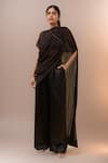 Buy_AK-OK_Black Asymmetric, Round Neck Drape Top With Trouser _at_Aza_Fashions