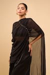 Shop_AK-OK_Black Asymmetric, Round Neck Drape Top With Trouser 