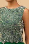 Buy_Anamika Khanna_Emerald Green Beads, Sequins Round Neck Embroidered Skirt Set 