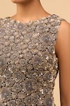 Buy_Anamika Khanna_Blue Sequins, Beads Round Neck Indigo Embroidered Skirt Set 