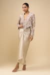 Buy_Anamika Khanna_Ivory Beads V-neck Embroidered Jacket Set _Online_at_Aza_Fashions
