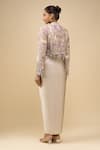Shop_Anamika Khanna_Ivory Beads V-neck Embroidered Jacket Set _at_Aza_Fashions