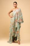 Buy_Anamika Khanna_Blue Embroidery, Sequins Asymmetric Draped Skirt Set _Online_at_Aza_Fashions