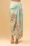 Anamika Khanna_Blue Embroidery, Sequins Asymmetric Draped Skirt Set _at_Aza_Fashions