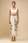 Shop_Anamika Khanna_Ivory Beads, Embroidery Round Neck Skirt Set _at_Aza_Fashions