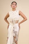 Buy_Anamika Khanna_Ivory Beads, Embroidery Round Neck Skirt Set _Online_at_Aza_Fashions