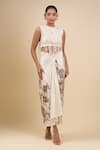 Anamika Khanna_Ivory Beads, Embroidery Round Neck Skirt Set _at_Aza_Fashions