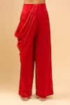 Buy_Anamika Khanna_Beige Embroidery V-neck Red Waistcoat And Pant Set _Online_at_Aza_Fashions