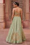 Shop_Kapda Dori_Mint Pearls, Sequins, Stones Sweetheart Neck Green Designer Lehenga Set _at_Aza_Fashions