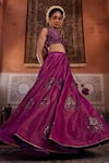 Buy_Kapda Dori_Purple Sequins, Beads, Embroidery Designer Resham Embellished Lehenga Set _Online_at_Aza_Fashions