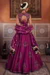 Shop_Kapda Dori_Purple Sequins, Beads, Embroidery Designer Resham Embellished Lehenga Set _at_Aza_Fashions