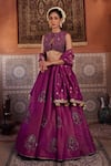 Buy_Kapda Dori_Purple Sequins, Beads, Embroidery Designer Resham Embellished Lehenga Set _at_Aza_Fashions