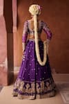 Kapda Dori_Purple Georgette Sequins, Pearls Round Neck Dori And Lehenga Set _Online_at_Aza_Fashions