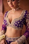Shop_Kapda Dori_Purple Georgette Sequins, Pearls Round Neck Dori And Lehenga Set 