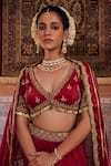 Kapda Dori_Maroon Sequins, Stones, Embroidery V-neck Designer Lehenga Set _Online_at_Aza_Fashions