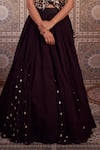 Kapda Dori_Brown Georgette, Silk Sequins, Pearls, Designer Lehenga Set With Waist Coat _Online_at_Aza_Fashions