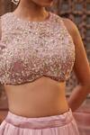 Buy_Kapda Dori_Blush Zari, Sequins, Pearls Round Neck Pink Embellished Lehenga Set _Online_at_Aza_Fashions