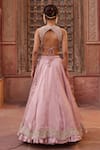Shop_Kapda Dori_Blush Zari, Sequins, Pearls Round Neck Pink Embellished Lehenga Set _at_Aza_Fashions