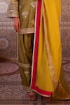 Shop_Kapda Dori_Green Organza, Silk Sequins, Embroidery Round Neck Sage And Mustard Kurta Set _Online_at_Aza_Fashions