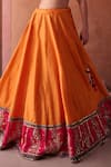 Buy_Kapda Dori_Rust Silk, Organza Beads, Sequins, Cut Work Orange And Magenta Pink Lehenga Set _Online_at_Aza_Fashions